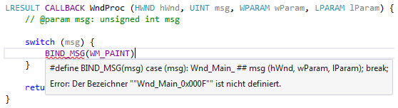 Visual Studio расширяет макрос до кода & lt; code & gt; Wnd_Main_0x000F & lt; / code & gt;