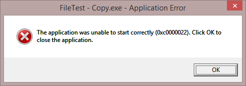 Приложению не удалось запуститься правильно (0xc00000022)
