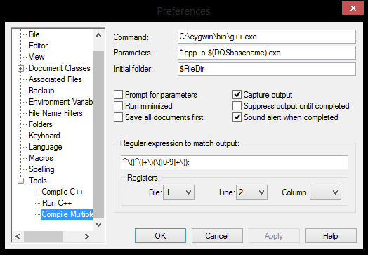 TextPad / G ++ Multiple File Compile