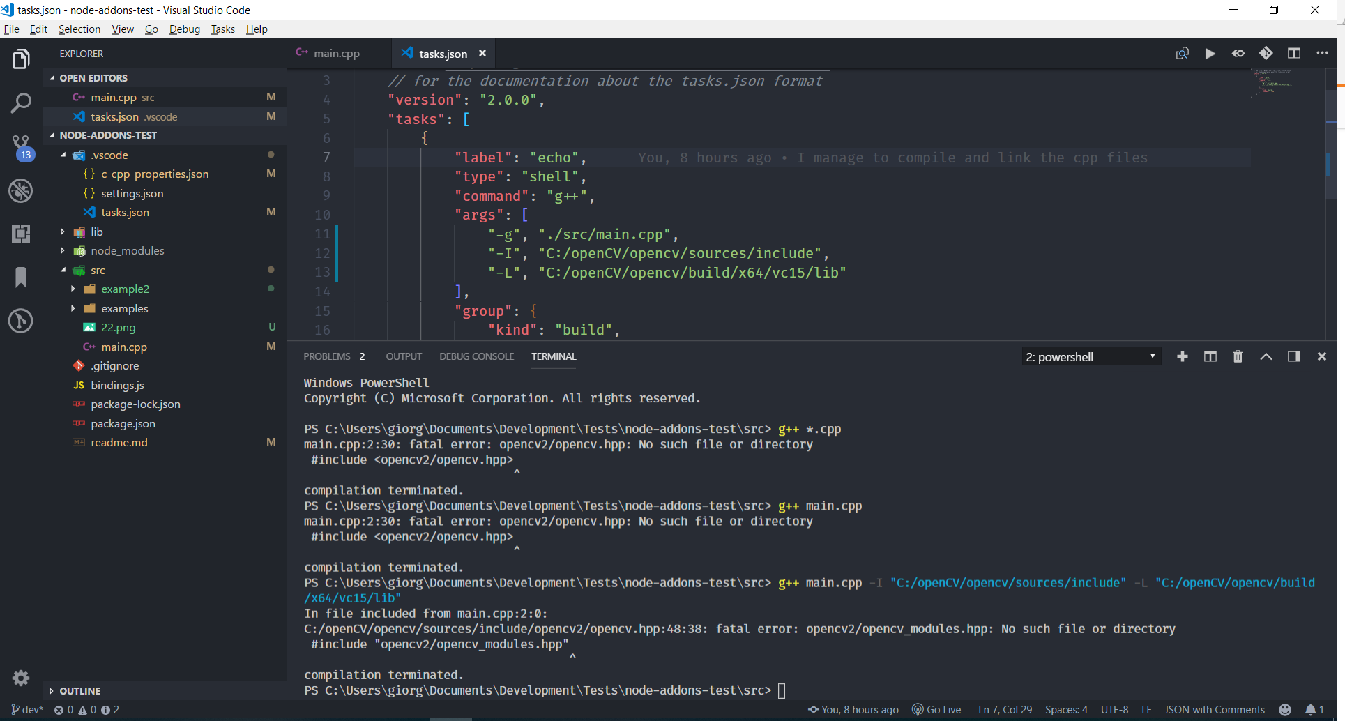 Task cpp. Фатальная ошибка Visual Studio. Visual Studio c++ include Path. OPENCV C++.