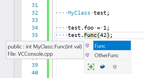 скриншот Intellisense