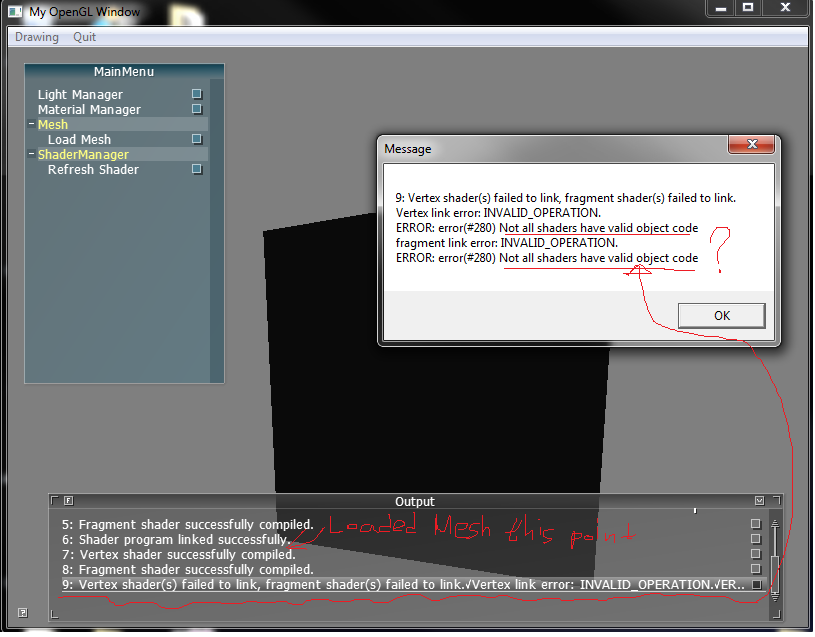 Maven fatal error compiling. OPENGL программа. Шейдер программа. Ошибка OPENGL. Ошибка OPENGL 1282.