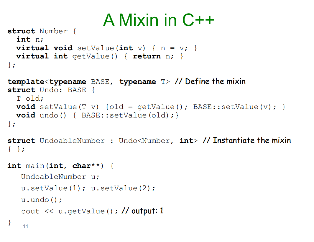 Пример C ++ Mixin