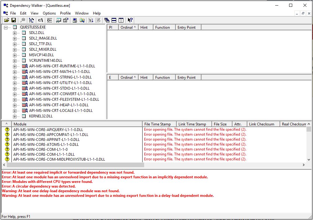 Dll exports. Программа dependency Walker. Библиотека SDL. Sdl2 c++. Export dll c++.