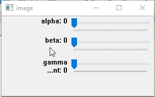 снимок экрана элемента opencv GUI - метка трекбара