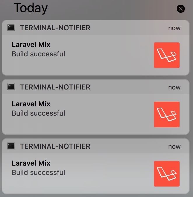 Laravel Mix уведомление