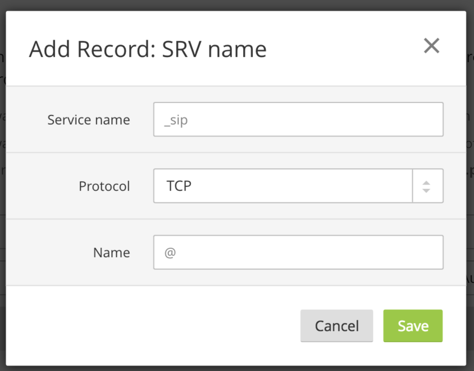 Добавить SRV имя записи CloudFlare