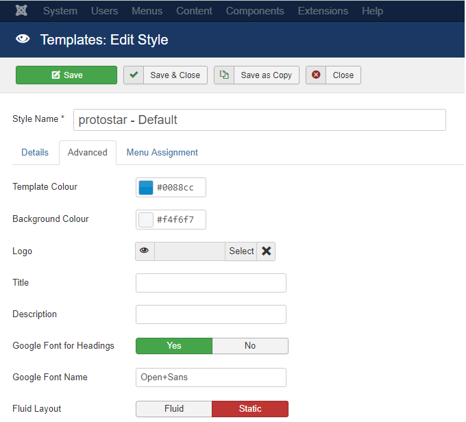 Add template. Joomla шаблон по-умолчанию. {Tab= Joomla 3.