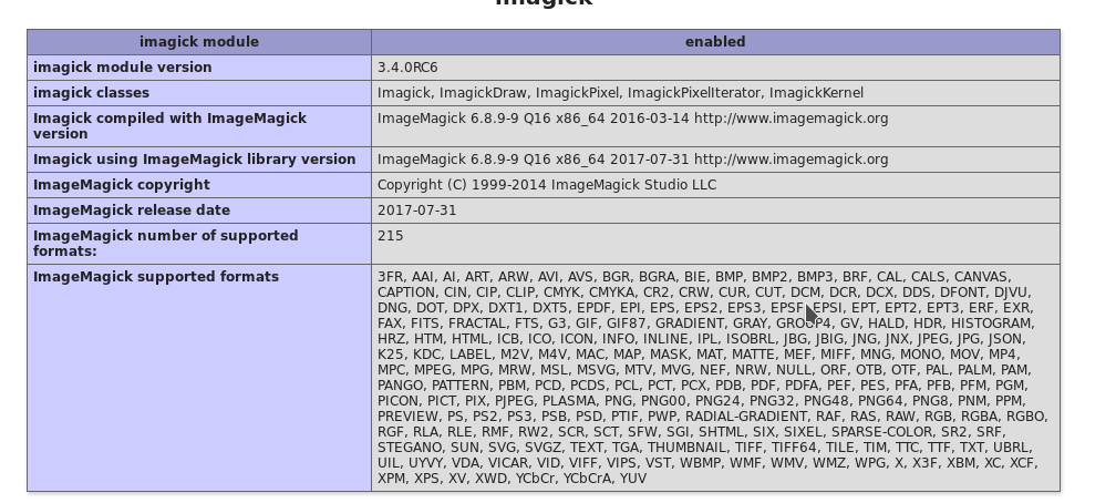 phpinfo imagemagick