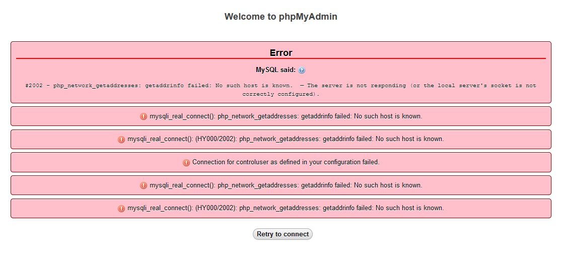 Php network getaddresses getaddrinfo failed