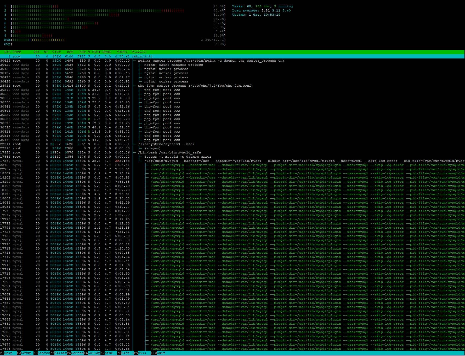 File var. 1024 Потока htop. Error log. Pidfile.