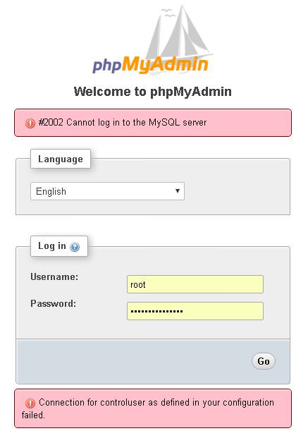 Log in. Почему не заходит в PHPMYADMIN root.