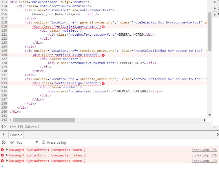 Unexpected token. SYNTAXERROR: unexpected token '<', ". Unexpected token js. Uncaught SYNTAXERROR.