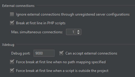 Конфигурация PhpStorm XDebug