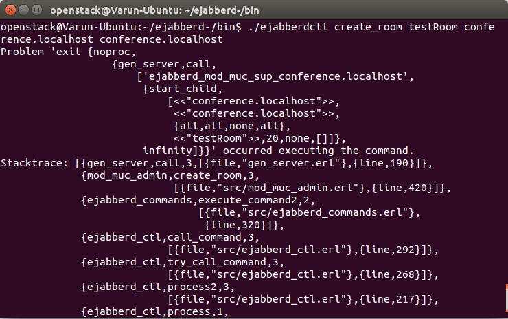 Stacktrace при использовании ejabberdctl create_room