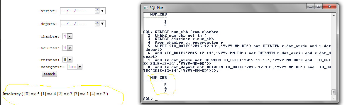 SQL PLUS и PHP РЕЗУЛЬТАТ