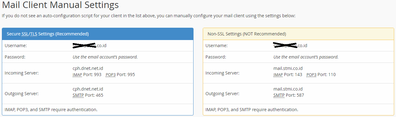 Cpanel Ручная настройка