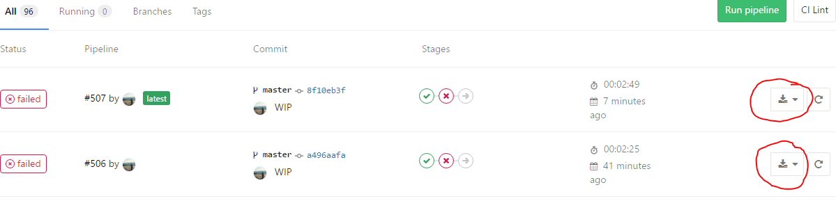 Gitlab Артефакты скачать
