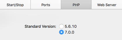 MAMP 3.5 Стандартные версии PHP