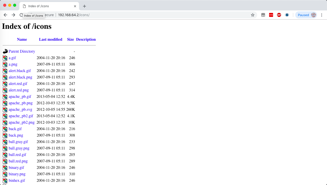 Chrome 192.168.64.2/icons