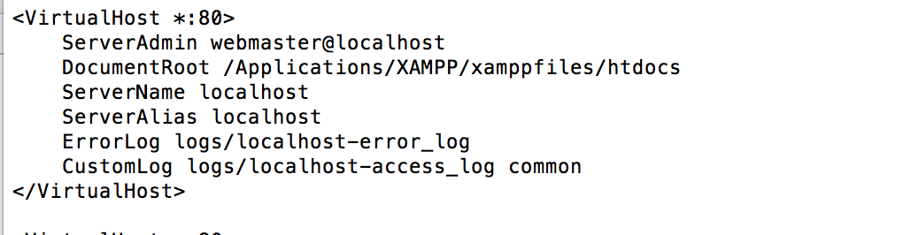 /Applications/XAMPP/etc/extra/httpd-vhosts.conf настроить локальный хост's virtual host