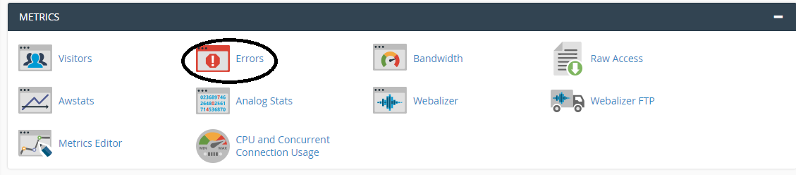 Попасть в секцию ошибок cpanel