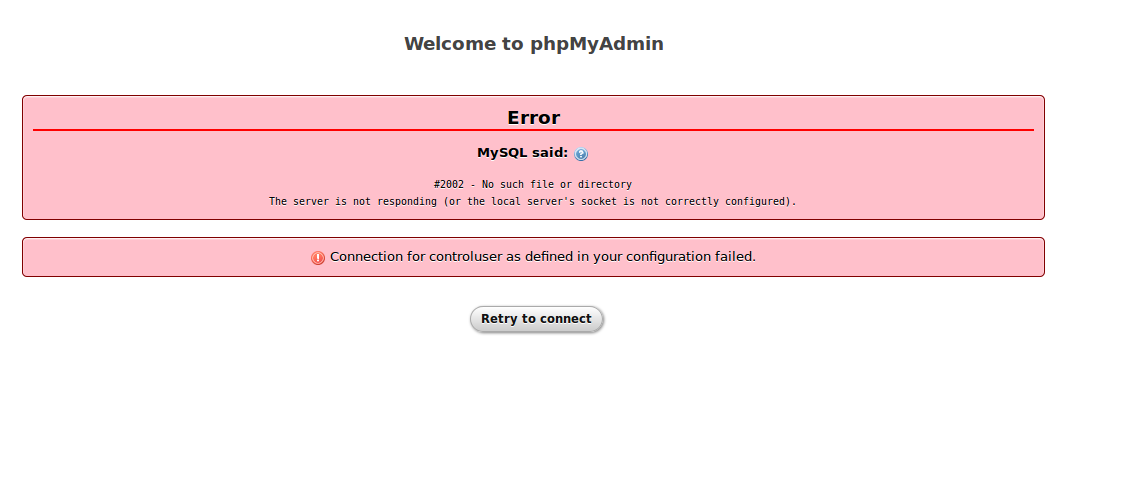 Ошибка phpMyadmin