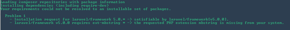 Ошибка зависимости Composer при установке laravel 5