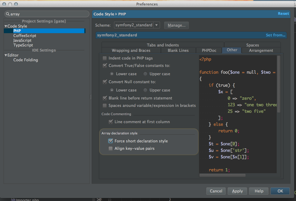 Short array. PHPSTORM. PHPSTORM code. Php Style. Code Style.